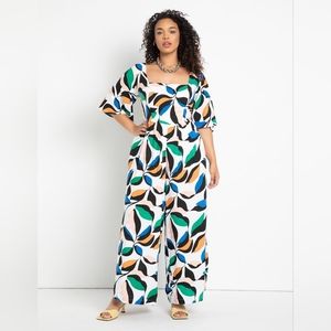 Eloquii Wide Leg Square Neck Jumpsuit